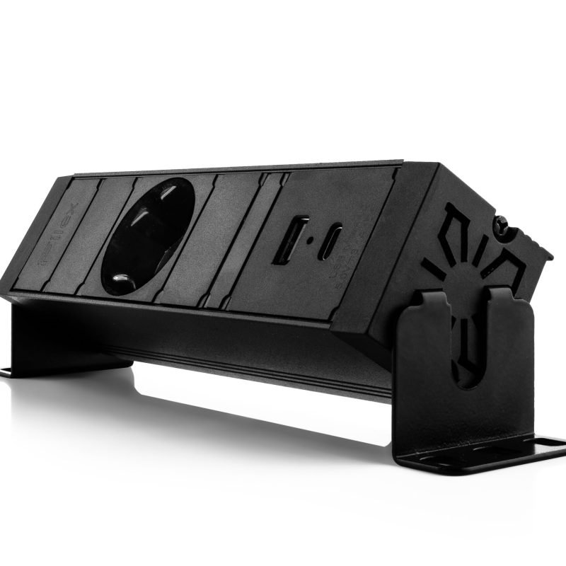 Power Desk Up® 1.0 - 1x 230v, 1x USB A+C Charge - Zwart