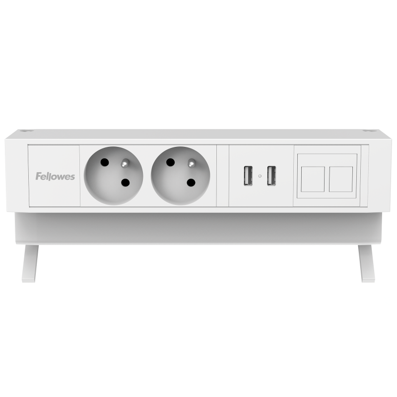 100091400_DeskUp2_2x230V_2xA_1xkeystone_WHT-front