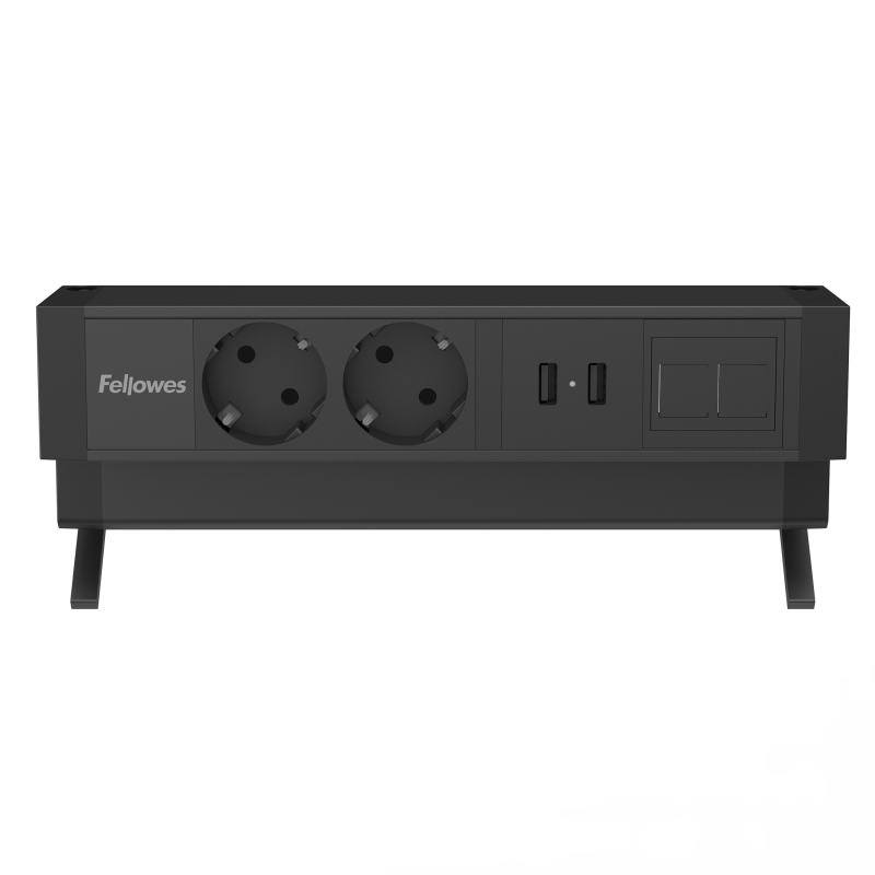 100091469_DeskUp2_3x230V_2xA_1xkeystone_BLK-Front