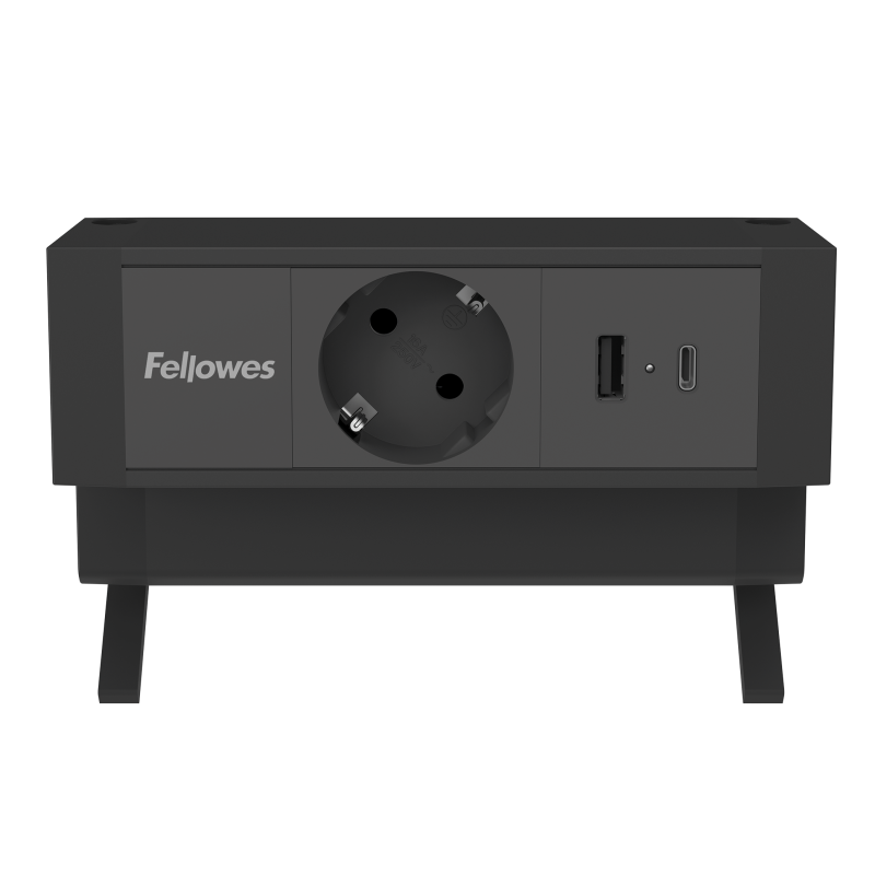 100091520_DeskUp2_1x230V_1xAC_Schuko_BLK-front