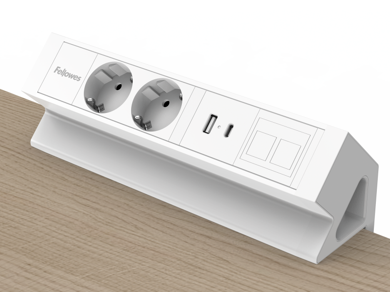 Power Desk Up® 2.0 - Zwei 230V-Steckdosen, 1 Keystone-Modul, 1 Ladestelle USB-A+C