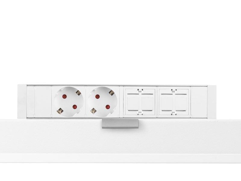 Power Desk Up® 1.0 - 2x 230V, 2x keystone - Wit