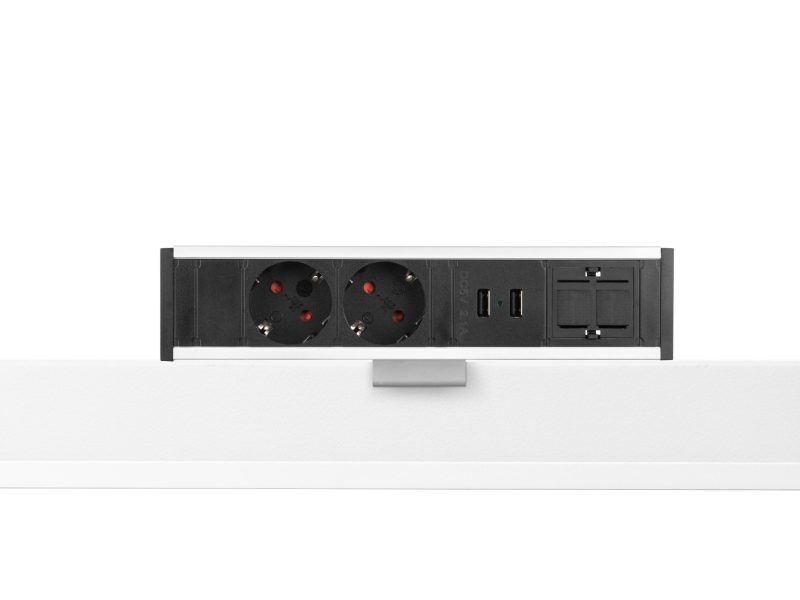 Power Desk Up® 1.0 - 2x 230V, 2x USB charge, 1x keystone