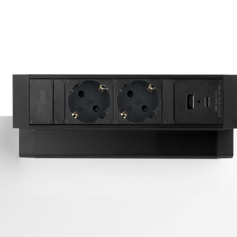 Power Desk Up® 2.0 - 2x 230V, 1x USB A+C Charge