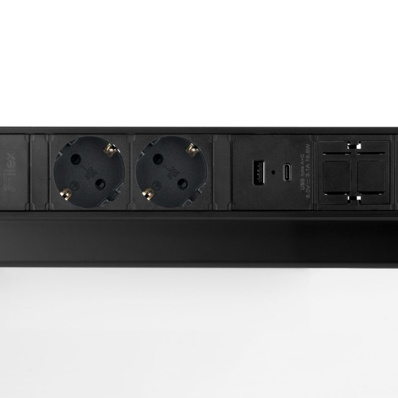 Power Desk Up® 2.0 - 2x 230V, 1x keystone, 1x USB A+C Charge