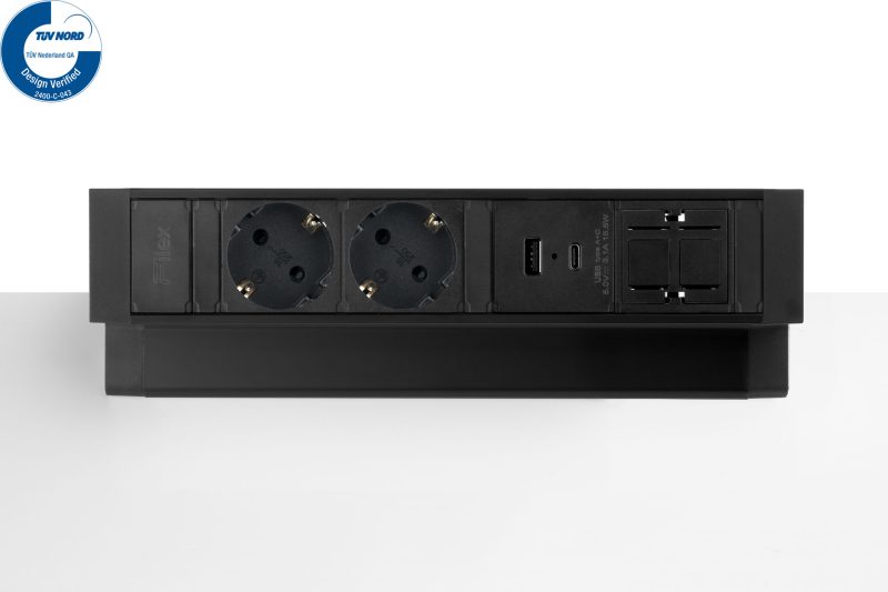 Power Desk Up® 2.0 - 2x 230V, 1x keystone, 1x USB A+C Charge