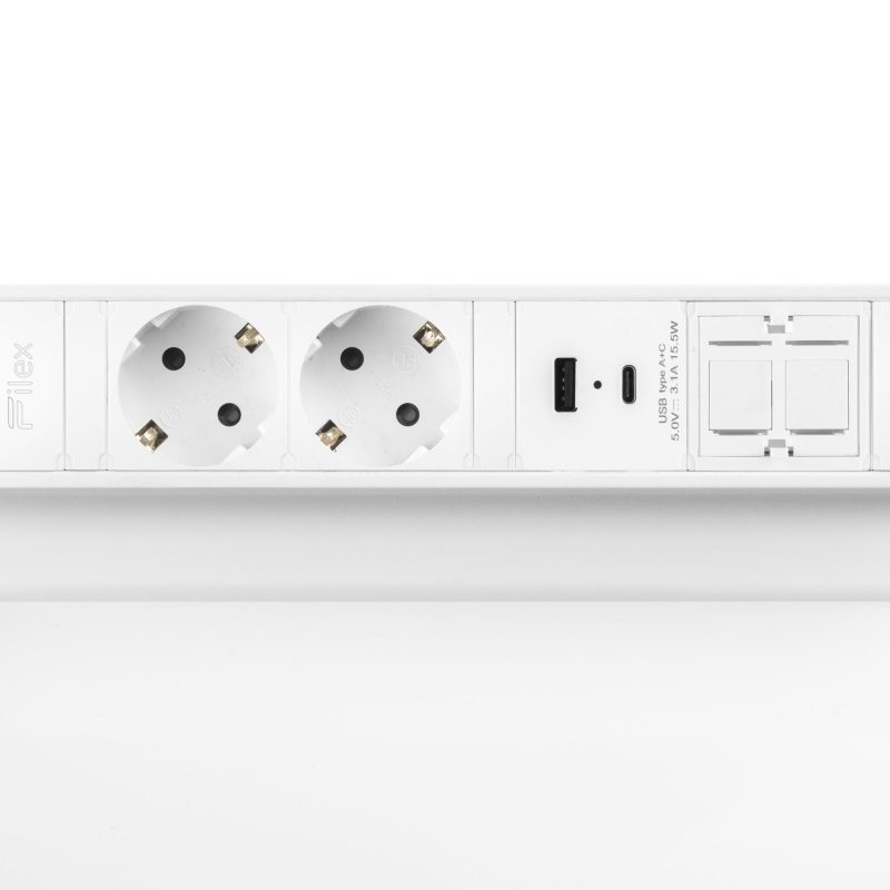 Power Desk Up® 2.0 - 2x 230V, 1x keystone, 1x USB A+C Charge