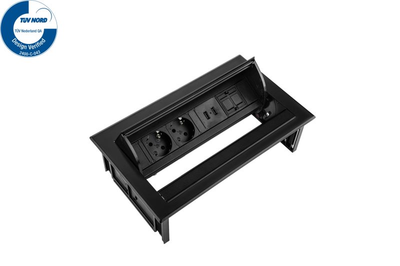 Power Desk In - 2x 230V + 2x USB Charger + 1x Keystone