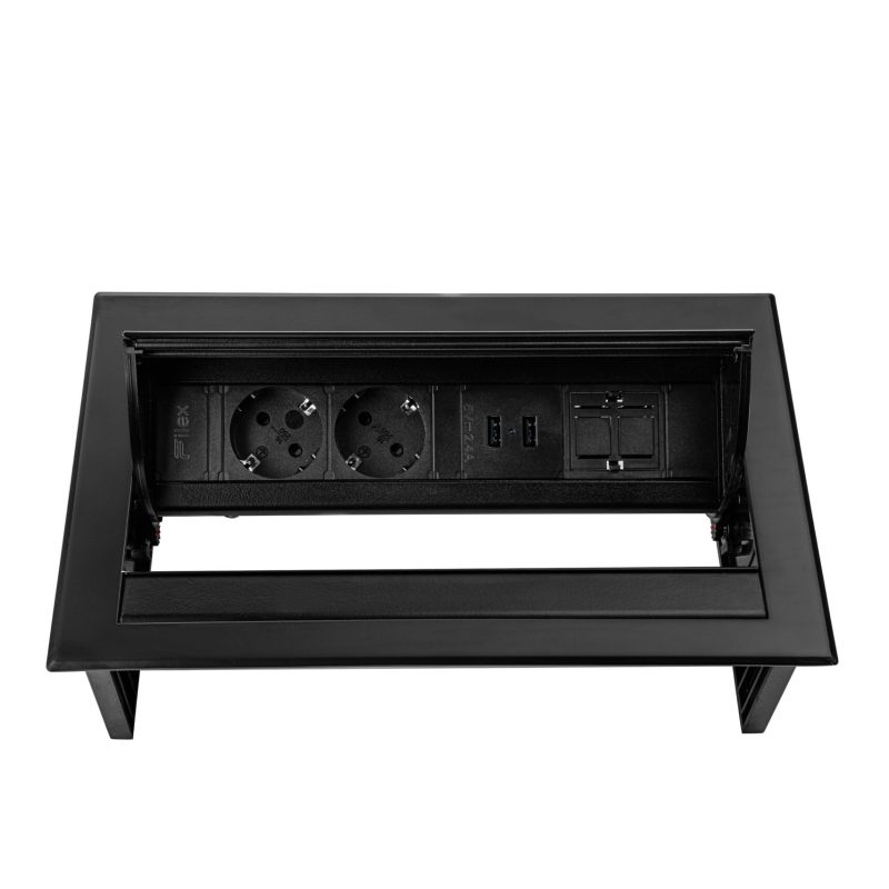 Power Desk In - 2x 230V + 2x USB Charger + 1x Keystone