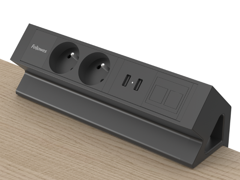 Power Desk Up® 2.0 - 2x 230V, 2x USB chargers, 1x Keystone FR