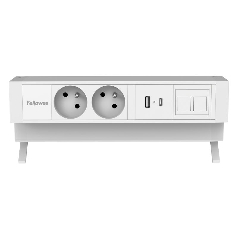 100091583_DeskUp2_2x230V_1xkeystone_1xAC_WHT-front