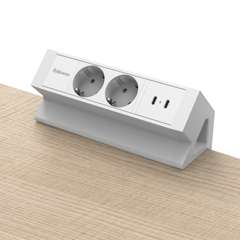 100115570_DeskUp2_F_2x230V_2xC_WHT-Desk