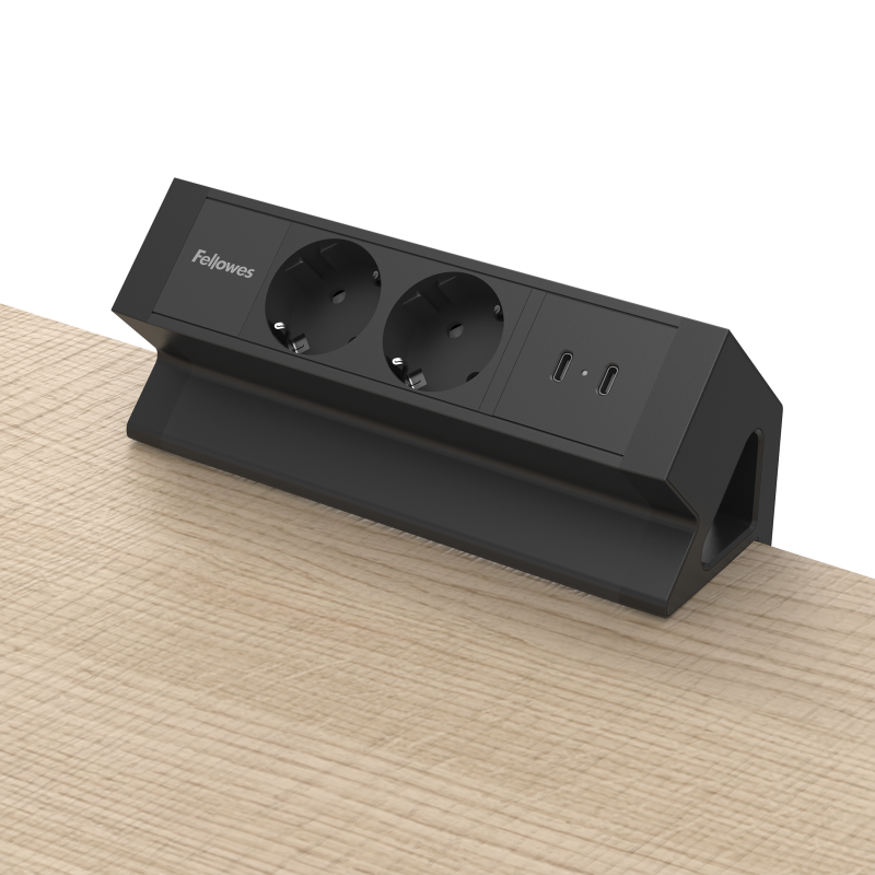 100115571_DeskUp2_F_2x230V_2xC_BLK-Desk