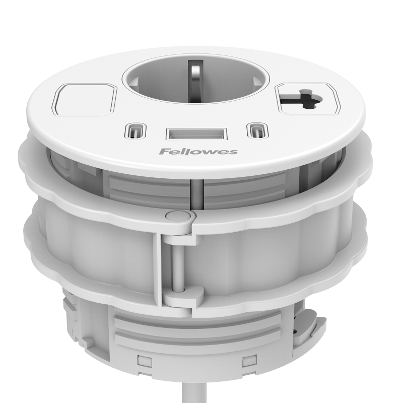 Ronde inbouw elektrificatie unit gezien van de zijkant.