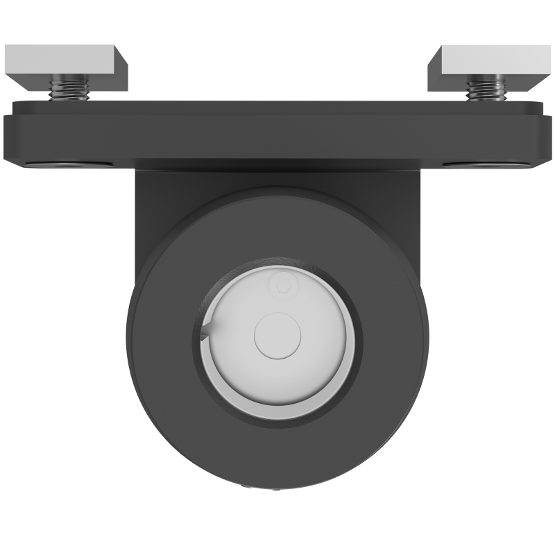 Zwarte Galaxy Universele Mount voor bevestiging van monitorarmen aan muren, toolbars of montagerails.