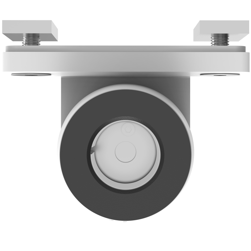 Witte Galaxy Universele Mount voor bevestiging van monitorarmen aan muren, toolbars of montagerails.