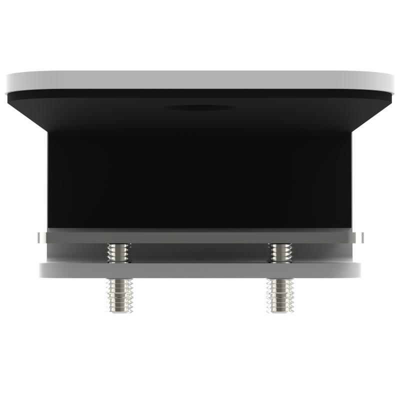 Witte Galaxy Extended C-Clamp voor het veilig bevestigen van monitorarmen op bureaus met akoestische panelen.