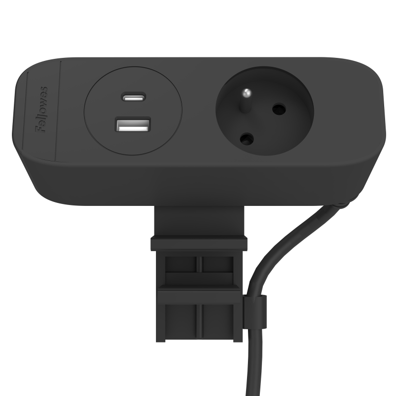 100139634_deskup3_E_1x230-AC-BLK-Front-Angled