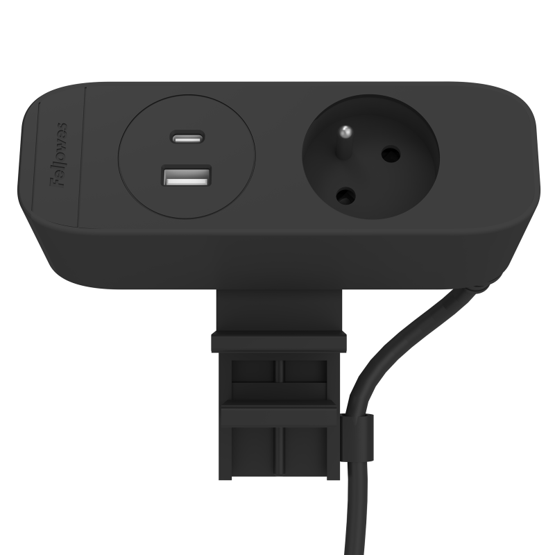 100139656_deskup3_E_1x230-AC-WL-BLK-Front-Angled